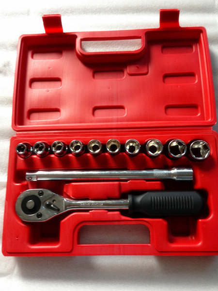 12pcs Automobile Motorcycle Tool Box Set Socket Wrench Sleeve Suit Auto Car Repair Tools Combination Bit Set Tool Kit box