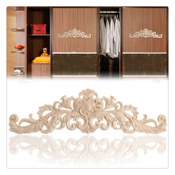 30*7cm Delicate Wood Carved Long Applique Frame Corner Onlay Unpainted Furniture Home Door Decor Hot Sale