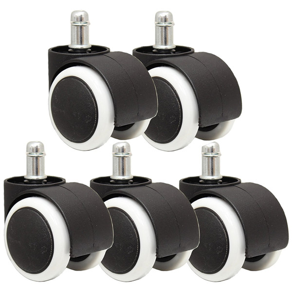 50mm Office Chair Roller Castor Wheels - Set of 5 - black&white