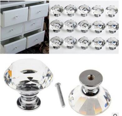 30mm Glass Cabinet Knob Drawer Shiny Polished Chrome Pull Handle Kitchen Door Wardrobe Hardware Used For Chest Bin Dresser
