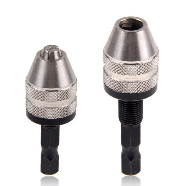 Wholesale- Top Quality 1pc 0.3-3.4mm Electric Screwdriver Drill Chuck Sliver&Black Drill Bit Chuck Hex Shank Adapter Converter Quick Change