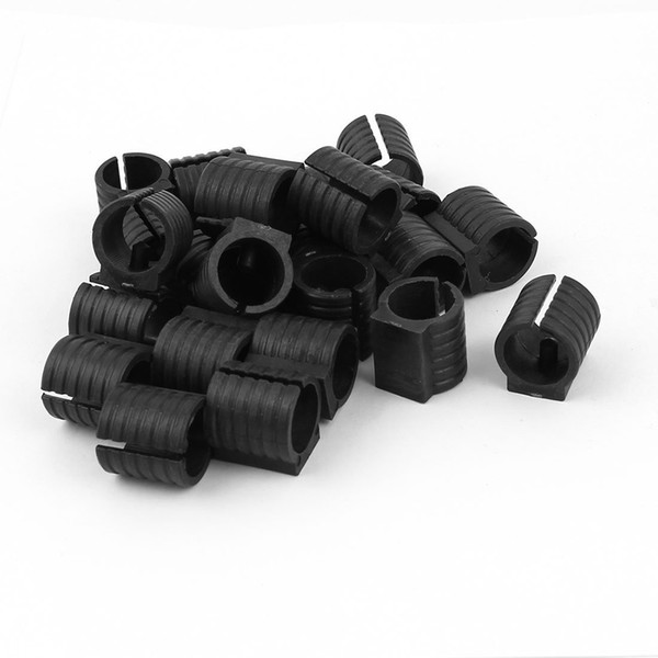 24 Pcs Black Plastic 19mm Dia Round Base U Shape Chair Floor Glide