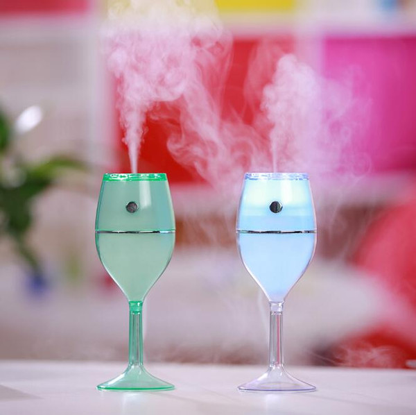3 Colors Wine Glass Air Humidifier Purifier Aromatherapy Humidifiers Mute Purifiers Air Cleaning Bedroom Car Home Furniture CCA10436 12pcs