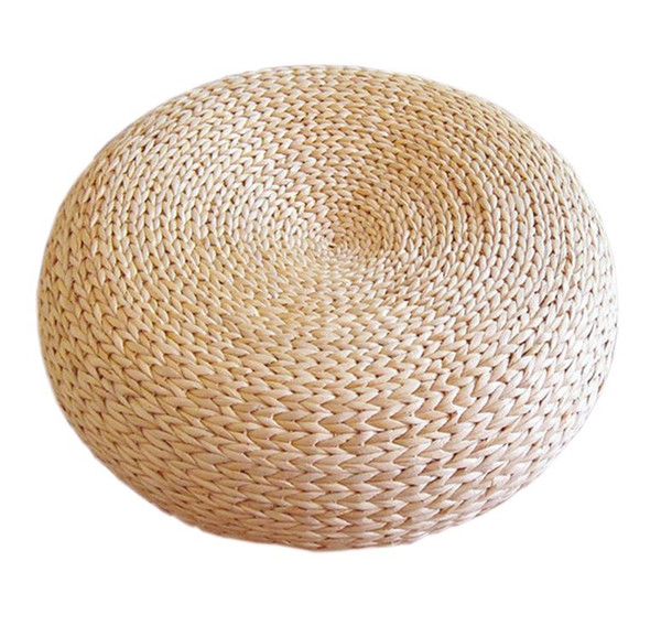 Handmade Eco-friendly Breathable Padded Knitted Straw Floor Cushion Natural Straw Futon Banana Fiber Pouf Ottoman Furniture Home Decor