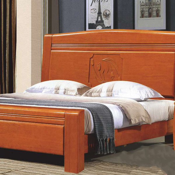 Modern minimalist solid wood master bedroom single bed home economy oak wedding bed bedroom solid wood furniture