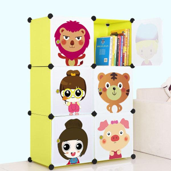 2018 DIY cartoon kids wardrobe child hanging clothes wardrobe self combine simple cabinet bedroom storage box
