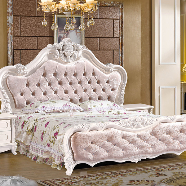 Modern minimalist European bed nano-plastic steel double combination bed 1.8 meters high box storage princess wedding bed