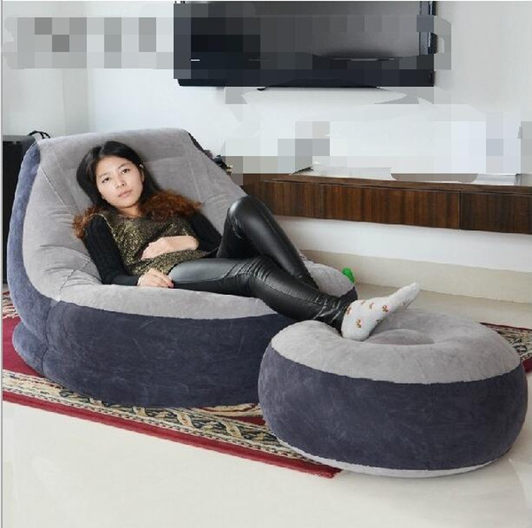 Folding Leisure inflatable lazy lunch Set sofa leisure with pedal FootStool sleep bed modern chair with retail box Furniture Big Size