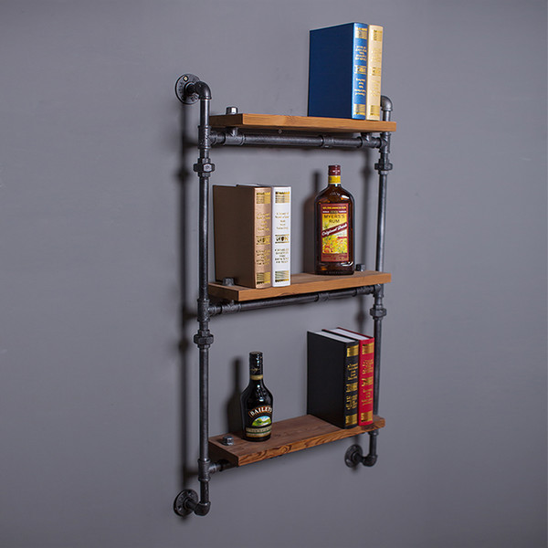 helf bookcases Famirosa Wall Hanging ThreeTiers Iron Pipe Book Shelf Retro Art Display Shelves Bookcase Decorative Bookshelf For Living R...