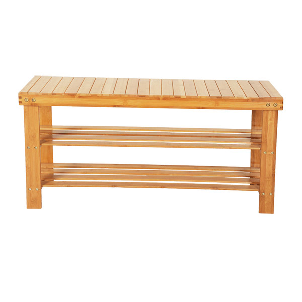 Bamboo Wood Shoe Rack Bench or Shoe Organizer,3-Tier Storage Shelf Holds Up,ideal for Entryway Hallway Bathroom Living Room and Corridor