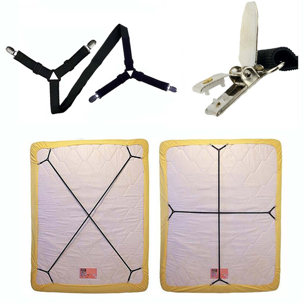 Sheet Fasteners, 2 Pcs Bed Fitted Sheet Fasteners, Adjustable Crisscross Bed Sheet Straps Suspenders Gripper Holder Straps Clip for Bed Shee