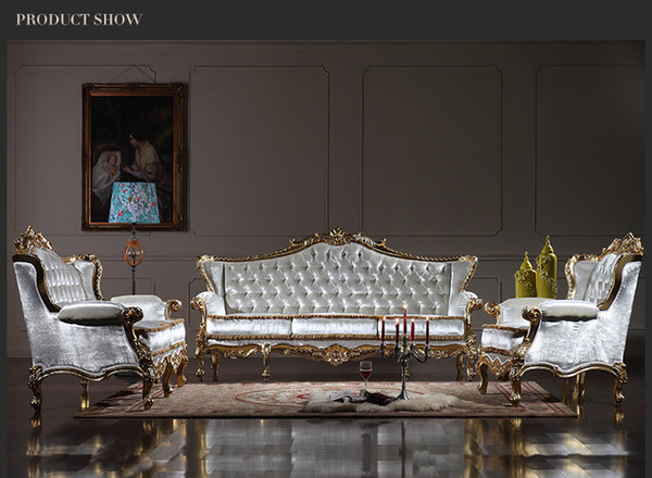 Royalty Classic sofa set - Baroque Style classic living room set -European high end gold leaf gilding furniture