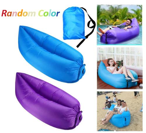 Air Lounge Sofa Fast Inflatable Couch Folding Lazy Lazy Sleeping Bed Outdoor Camping Home Beach Sleep Bag 1 PC (Random Color)