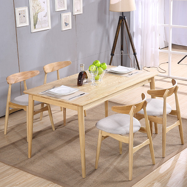 Simple solid wood dining table and chair combination 4 people rectangular Nordic high-grade rubber wood dining table home dining table