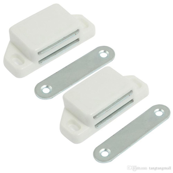 2015 Hot New 2 Pcs Practical Plastic Cabinet Cupboard Door Magnetic White Latch Catch A3