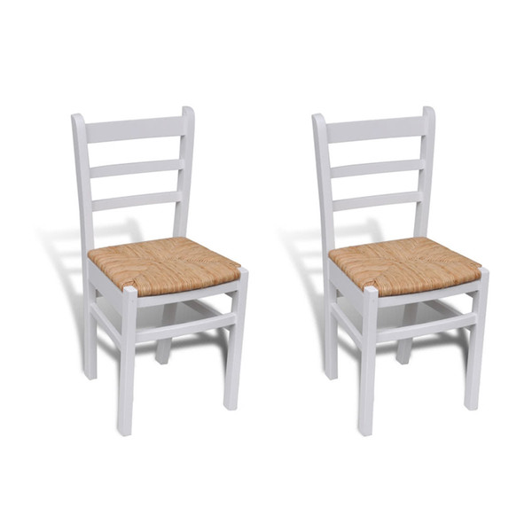 2 pcs White Paint Wooden Dinning Chair