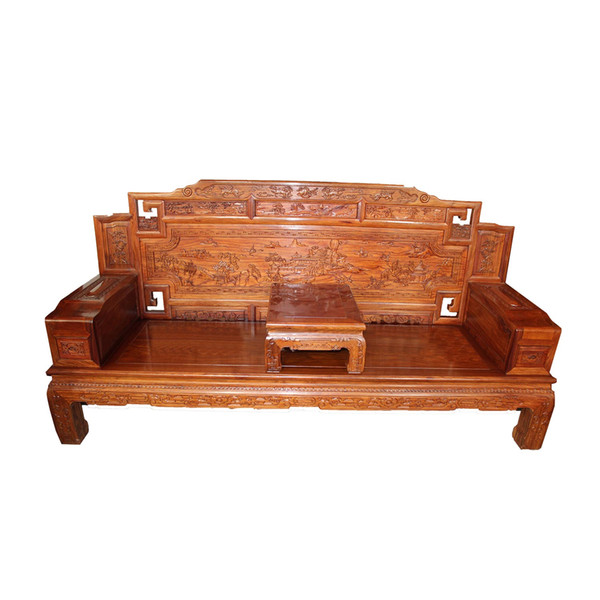African yellow pear wood modern classic sofa combination antique solid wood furniture mahogany sofa furniture set combination