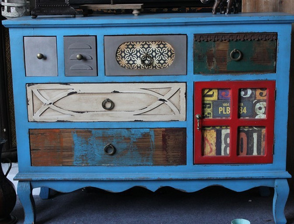 American retro stereo cabinet LOFT steel plate industrial letter style bar malls Curio