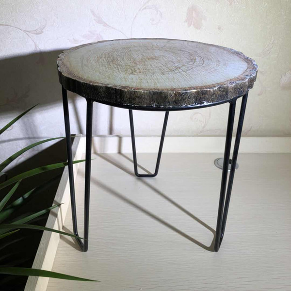 Wrought Iron Solid Wooden Round Stool Simple Modern Creative Vintage Wooden Bench