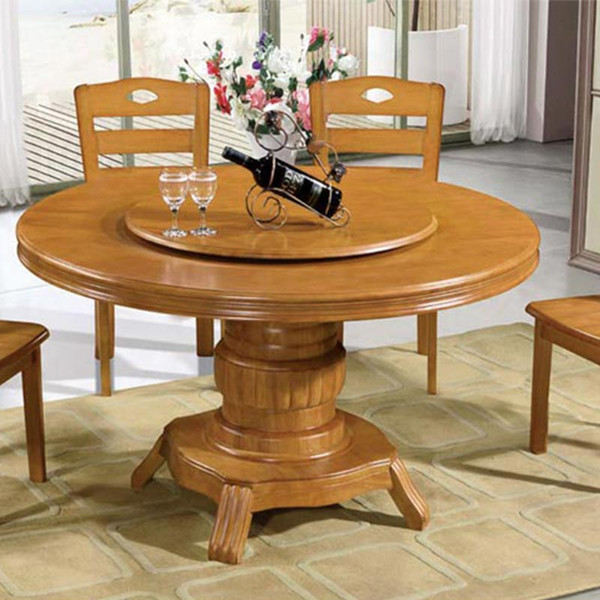 Rubber solid wood Chinese style Modern simplicity Household restaurant Turntable Dinette Big round table combination