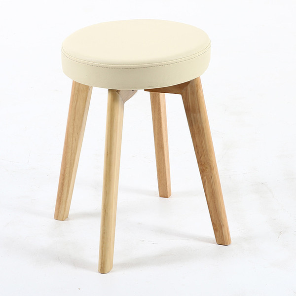 Fashion Modern Pine Solid Wood Thicken Sponge Round Cushion Stackable Stool For Home / Hotel / Restaurant / Cafe Wholesale Price