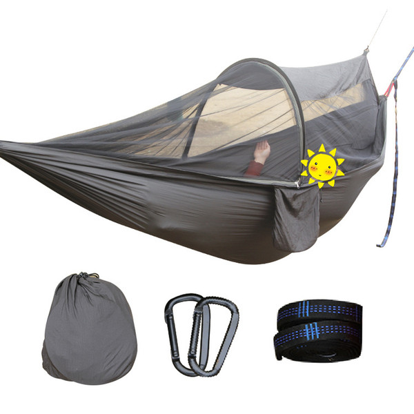 Portable High Strength Parachute Fabric Camping Hammock Hanging Bed With Mosquito Net Sleeping Hammock outdoor hammock