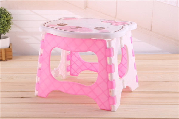 Portable cute cartoon kitten folding low stool thickening plastic children stool queuing stool
