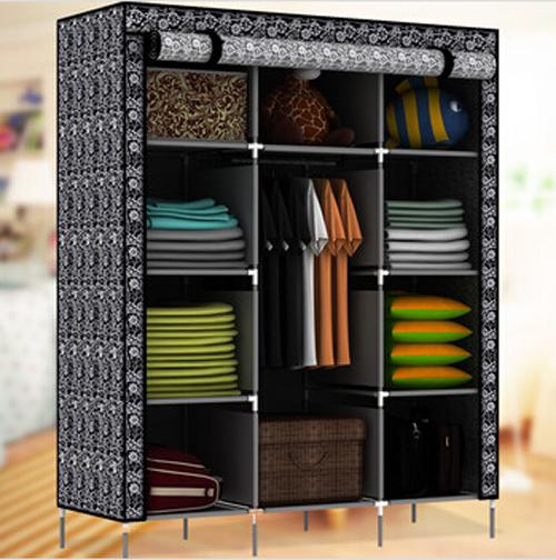 Free Shipping! New Large Portable Closet Storage Organizer Wardrobe Clothes Rack With Shelves