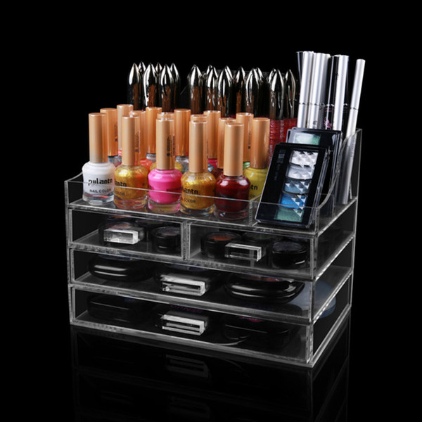 High Quality Clear Acrylic 4 tier makeup organizer with 4 drawers ,divides (L 235x D 150x H 180mm)