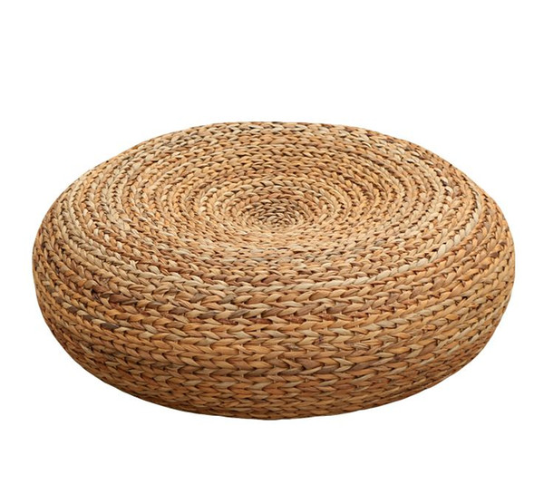Handcrafted Eco-friendly Breathable Knitted Straw Floor Cushion Natural Straw Futon Banana Fiber Pouf Ottoman Furniture Home Decor