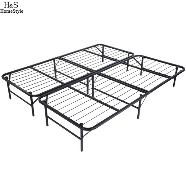 Homdox King Size Metal Folding Platform Bed Frame Base Mattress Foundation Black