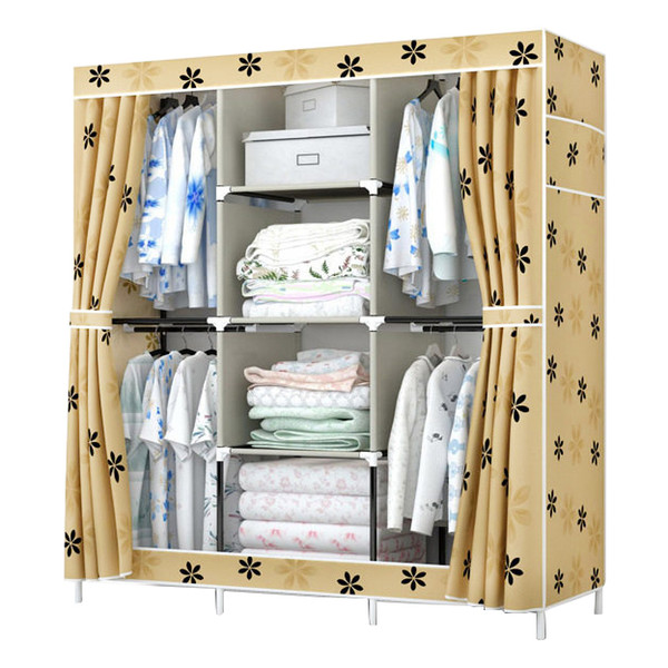 FREE shipping Oxford cloth Wardrobe Closet Large And Medium-sized Cabinets Simple Folding Reinforcement Receive Stowed Clothes