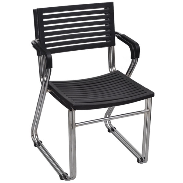 Black Stackable Arm Chair 2 pcs