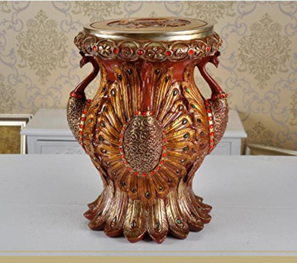 Home decoration mahogany peacock stool resin crafts ornaments new home entrance decoration