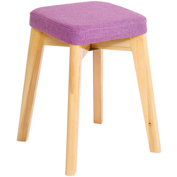 46cm Height Solid Wood Stool Fashion Modern Brief Square Cushion Home & Commercial Chair For House / Restaurant / Cafe / Bar