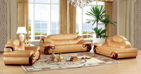Royal Antique European Leather Sofa Set Living Room Sectional Sofa