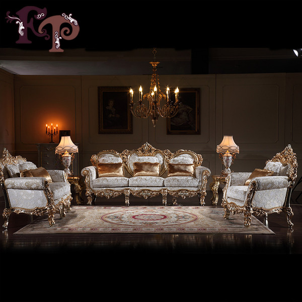 High end Italian classic style living room furniture-solid wood hand carved furniture made in china Free Shipping