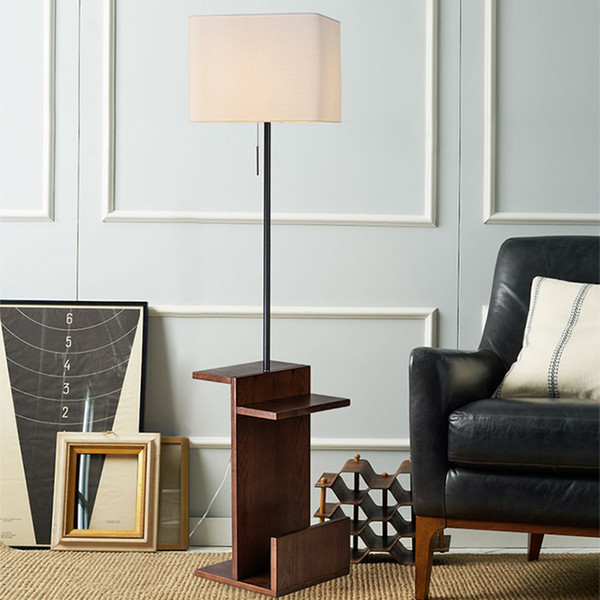 Concise Modern American Style Lving Room Floor Lamp Vertical Wood with E27 Light Source US Plug Standing Reading Bedroom Studying Room Lamps