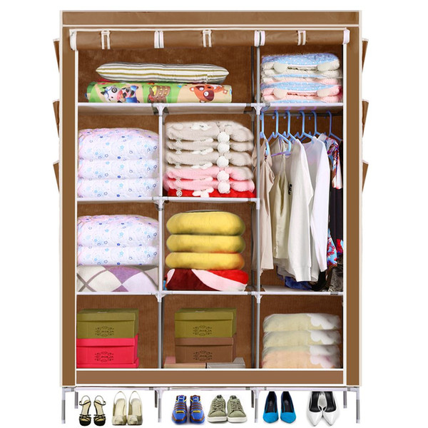 5 Color Homdox Portable Closet Storage Organizer Wardrobe Clothes Rack With Shelves Cover Pockets Shipping From US