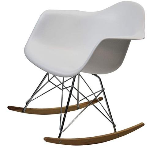 First Point Mid Century Stylish Modern Molded Plastic Shell Rocking Rocker Arm Chair Heavy Duty