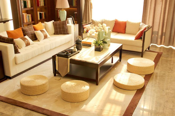 Handcrafted Eco-friendly Straw Cushion Floor Seating Natural Fiber Pouf Ottoman Furniture Home Decor Outdoor Picnic
