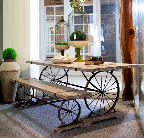 New retro wrought iron wood dining tables and chairs Cafe Bar Lounge suite wood tables and chairs
