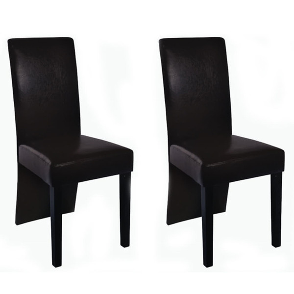 2 pcs Artificial Leather Wood Brown Dining Chair
