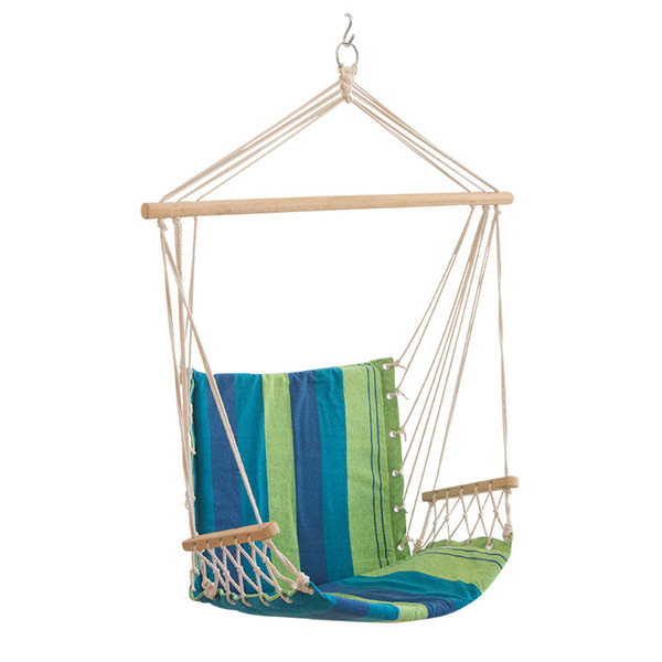 Canvas Striped Hammocks Porch Camping Rope Patio Swing Seat Chairs With Armrests Indoor And Outdoor Hanging Chair New Arrival 55xl A