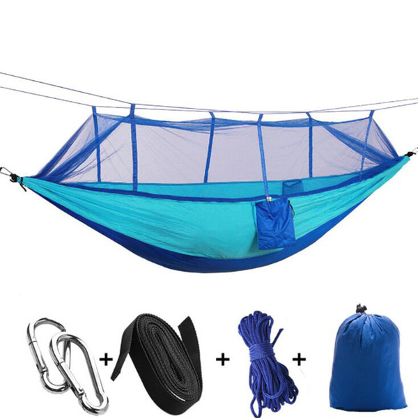 Portable Hammock With Mosquito Net Single-person Hammock Hanging Bed Folded Into The Pouch For Travel 260*140cm