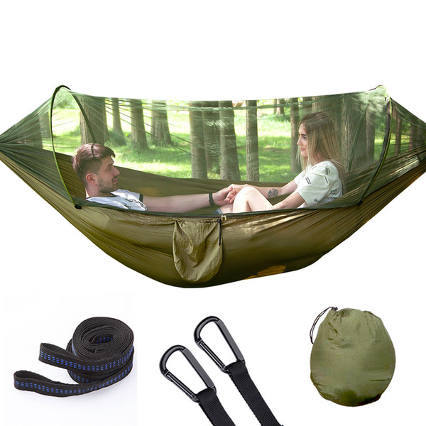 Fully automatic quick opening bed net hammock outdoor single person double nylon parachute cloth camping anti-mosquito hammock