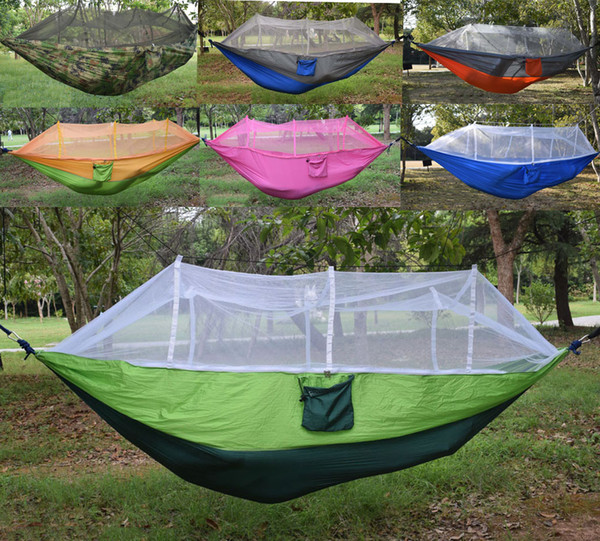 Portable Hammock With Mosquito Net Single-person Hammock Hanging Bed Foldable Travel Hammock 260x140cm