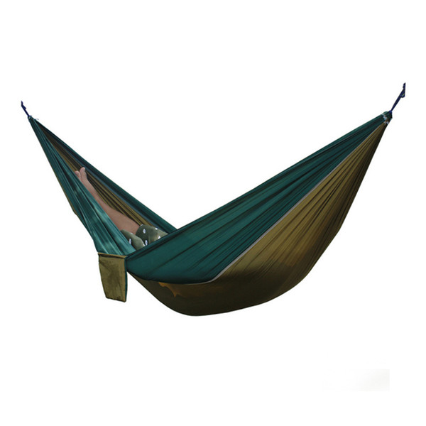 2 People Portable Parachute Hammock for outdoor CampingCamel with dark green edge 270*140 cm