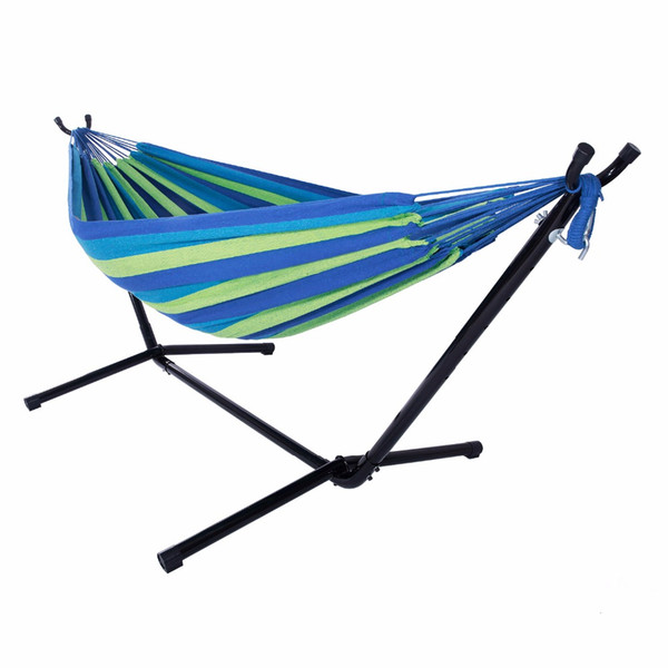 Polyester Outdoor Portable Hammock Set with Stand Blue Dropshipping