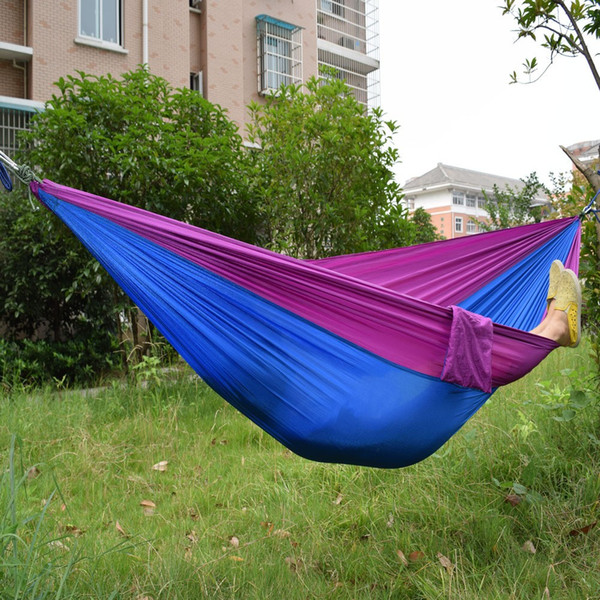 Wholesale Portable Nylon Parachute Double Hammock Garden Outdoor Camping Travel Survival Hammock Sleeping Bed For 2 Person